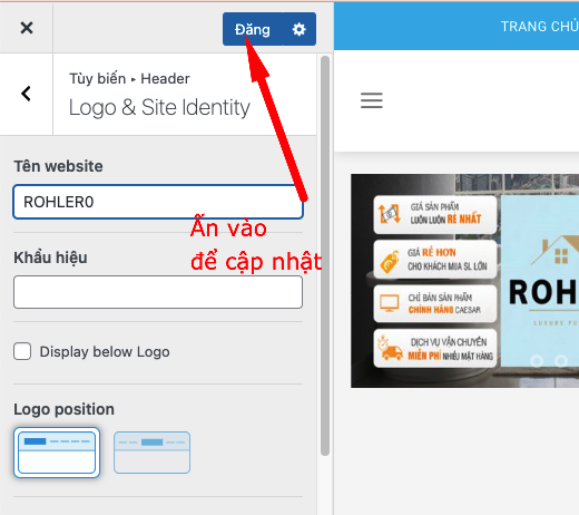 thay đổi logo trong website WordPress