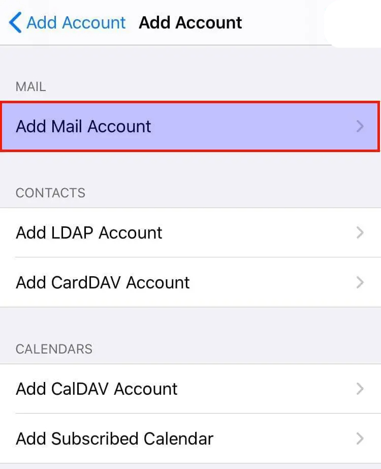 thiết lập tài khoản Email trên iOS