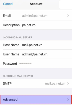 thiết lập tài khoản Email trên iOS